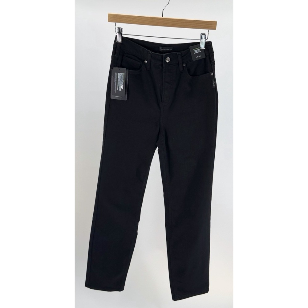Silver Jeans Co Women's High Rise Straight Leg Short Black Jeans Medium M L29